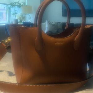 Stunning cognac leather satchel bag